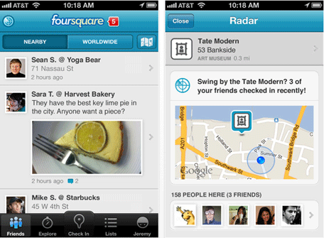 capture d'écran foursquare